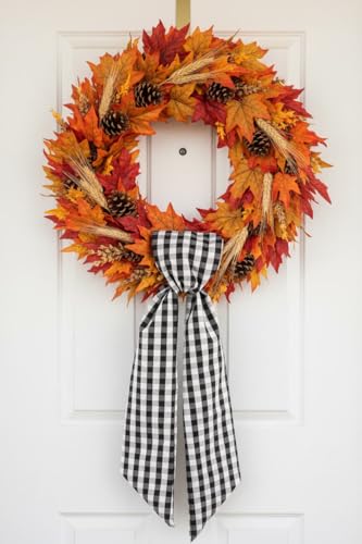 Black White Plaid Sash Set for Home Decor & Events - 2 Pack