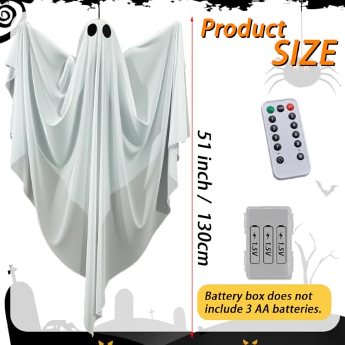 Halloween Hanging Ghost Decorations 2-Pack, 51-Inch Lighted Spooky Ghosts