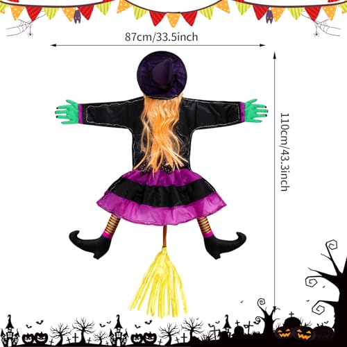 Outdoor Solar Halloween Decorations Witch with Orange & Purple Lights - Variation of THIS Listing