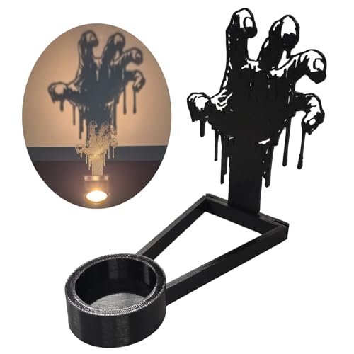 Halloween Shadow Candle Holder - Black Palm Design for Spooky Decor - Variation: Palm