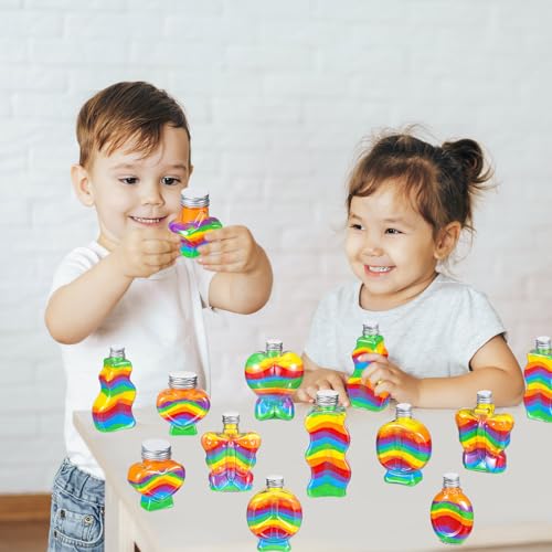 Plastic Sand Art Bottles with Aluminum Caps - 100 Pcs DIY Craft Containers, 10 Shapes - Aluminum Cap Variation