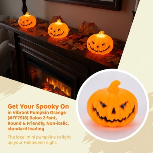 Mini LED Jack-o'-Lantern Pumpkin Lanterns Set - Halloween & Fall Decor - Pumpkin_A