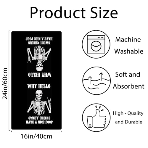 Halloween Kitchen Towels Set - Black and White Gothic Hand Towels - 4 Pack