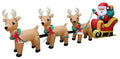12 Ft Lighted Inflatable Santa on Sleigh with 3 Reindeer for Christmas Yard Decor
