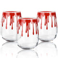 Halloween Blood Spattered Stemless Wine Glasses Set - 17oz Party Drinkware