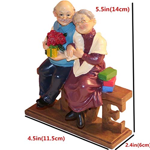 Loving Elderly Couple Figurines Anniversary Gift - Handmade Resin Home Decor - Love Variation