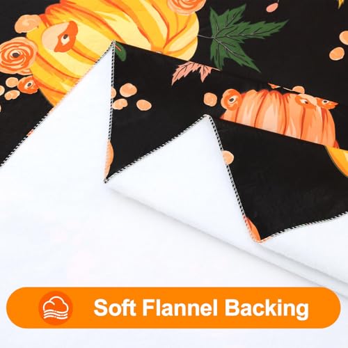 Halloween Waterproof Vinyl Tablecloth 52x70 Inches with Flannel Backing - Black & Orange