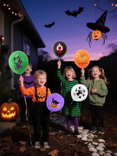 Halloween Party Decorations Set with Bat Cat Pumpkin Backdrop Banner Balloons & Tableware - All Saints Day