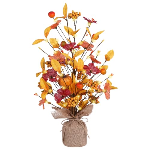 18-Inch Fall Table Tree Decor for Autumn Thanksgiving Home Decorations - Orange/Yellow
