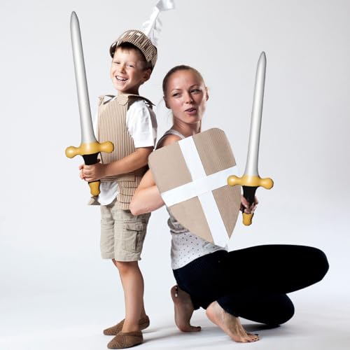 24PCS Inflatable Pirate Swords Set for Party, Cosplay & Halloween - Black & Gold, Variation 24