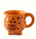 Ceramic Cauldron Mug 12 oz - Witchy Pumpkin Orange Coffee Tea Cup, Magical Gift