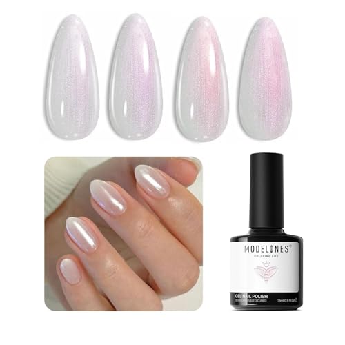 Sheer Pearl Opal White Glitter Gel Nail Polish - Modelones A01-Shell Pearl