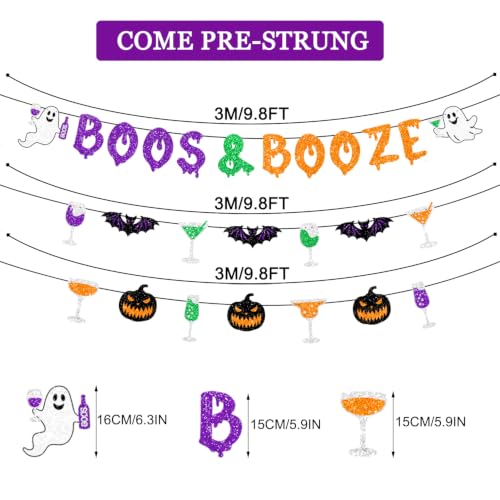 Halloween Banner Set with Glitter Ghosts Pumpkins and Banners - Colorful Party Decorations