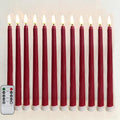 Burgundy Flameless Taper Candles with Remote Control - Set of 12 LED Candlesticks
