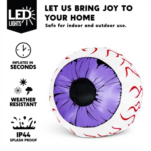 Purple Halloween Inflatable Eyes Set - 3Ft Outdoor Yard Decoration with LEDs