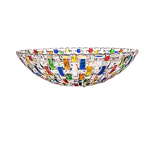 Colorful Hand Painted Woven Glass Fruit & Salad Bowl - Centerpiece Decor
