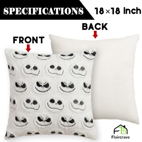 Halloween Pillow Covers 18x18 White Faux Fur Throw Pillow Cases Home Decor