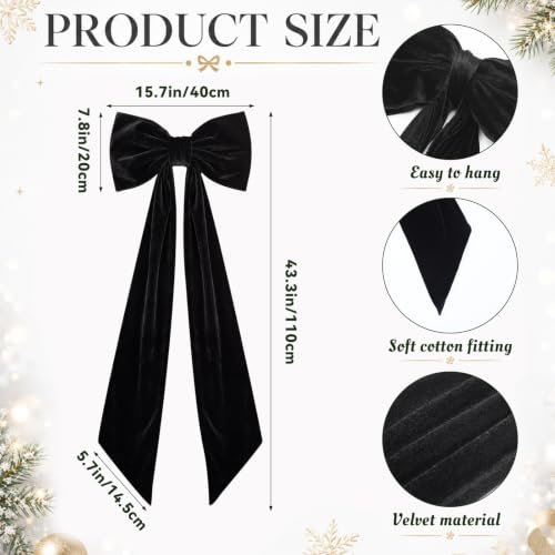 Large Black Velvet Halloween Bow for Doors & Decor - Gothic Style, 47x16 Inches (Variation: Black / Christmas Style)