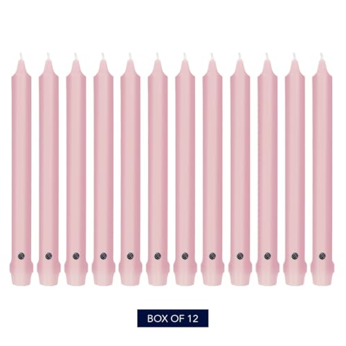 Unscented Pink Taper Candles - Persian Pink, 8 Inch, Pack of 12, Classic Collection