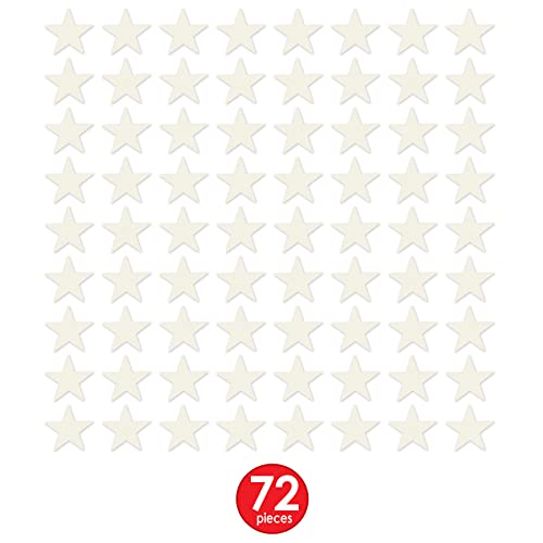 White Foil Star Cutouts - 72-Pack 5 Inch Patriotic Party Decorations