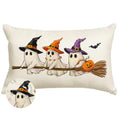 Halloween Ghost Pillow Cover Waterproof 12x20 Inch - White Bat Decor
