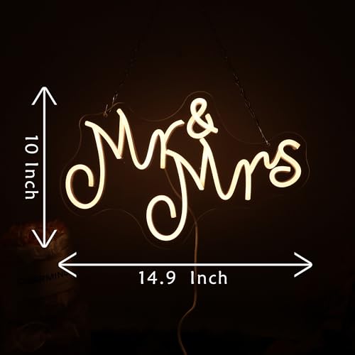 Mr & Mrs Neon Sign for Wedding Decoration - White Variation
