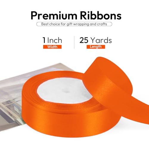 Orange Ribbon 1 Inch x 25 Yards - Gift Wrapping, Halloween & Craft Decor