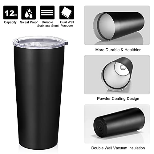 20oz Stainless Steel Vacuum Insulated Tumbler with Lid & Straw - Black, 12 Pack