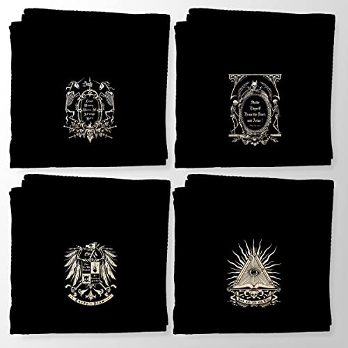 Gothic Dark Memento Mori Skull Kitchen Towels Set of 4 - Variation Gothic2