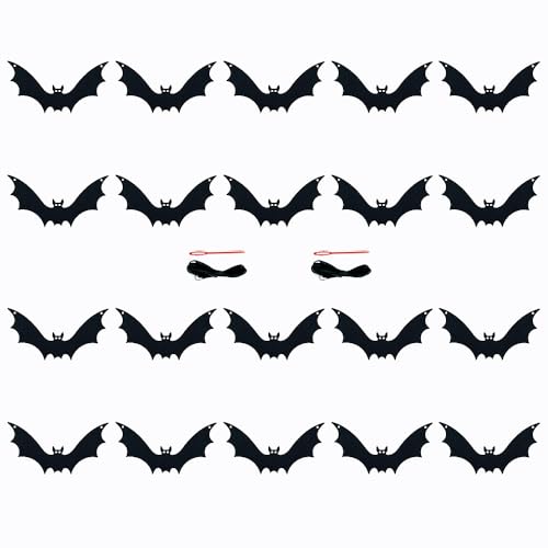 Halloween Bat Garland Felt Banner - Haunted House Decor, Reusable Black Bat Streamer