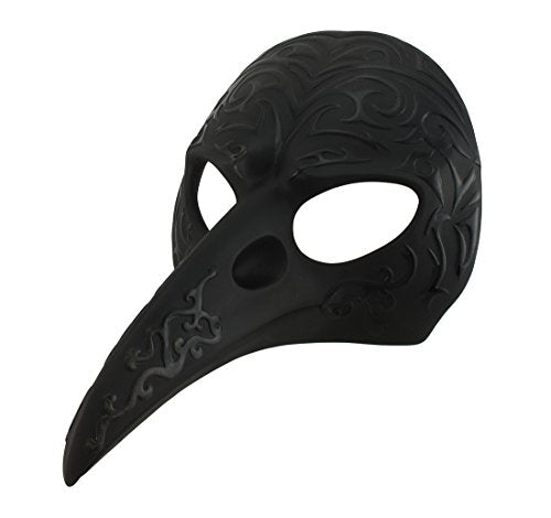 Black Crow Beak Carnival Mask Wall Hanging Decor - Gothic Halloween Accent