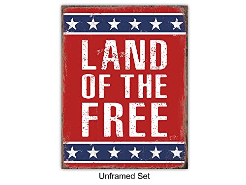 American Flag Wall Art - Patriotic & Religious Decor for Home & Office