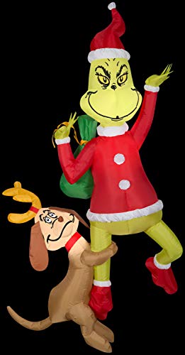 6ft Inflatable Hanging Grinch with Max Christmas Decoration Airblown