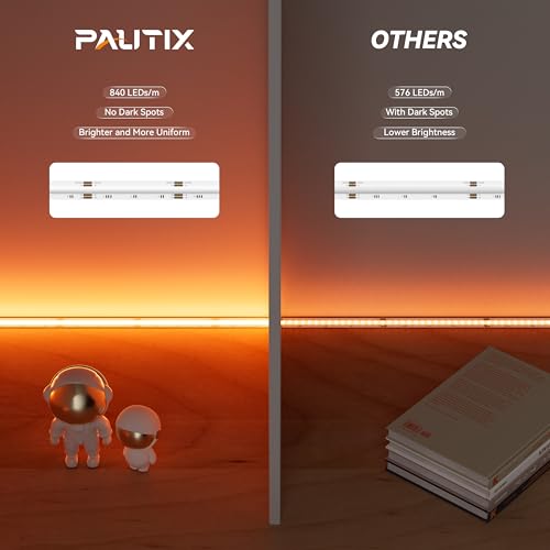 PAUTIX RGB COB LED Strip Light Kit 9.84ft/3m Color Changing Smart Tape - Alexa/Google Compatible