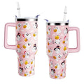 Pink 40 oz Halloween Ghost Tumbler with Handle, Leak-Proof Lid & Straw