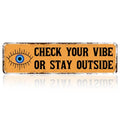Evil Eye Welcome Metal Tin Sign - Boho Gothic Spiritual Wall Decor - Check