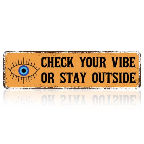 Evil Eye Welcome Metal Tin Sign - Boho Gothic Spiritual Wall Decor - Check
