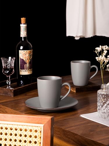 Dark Grey 4-Piece 12oz Coffee Mug Set - Handle Drinkware for Tea, Cocoa, Milk
