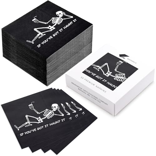 Halloween Skeleton Cocktail Napkins - 50 Pack 3-Ply Disposable Party Tableware