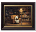 Vbaourut Halloween Ghost Wall Art - Reading Ghost Framed Decor 12x16 Inches - Dark Academia Style