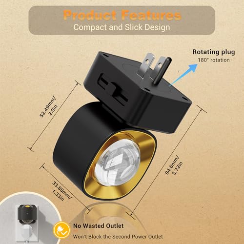 Super Bright Automatic Night Light 0-150LM Dimmable Wall Plug-In with 3000K Lens - 2 Pack