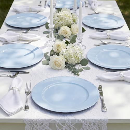 Light Blue Beaded Round Charger Plates - 13 Inch Set of 36 with Variation Light Blue / Beaded