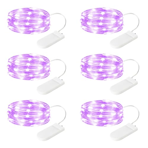 Purple Battery Powered Fairy Lights 6 Pack, 7ft 20LED String Decor