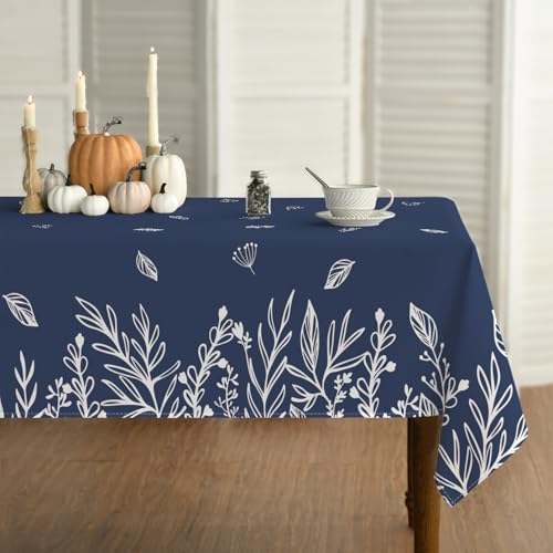 Fall Tablecloth 60 x 60 Inch Square Thanksgiving Wild Flowers Blue Variation