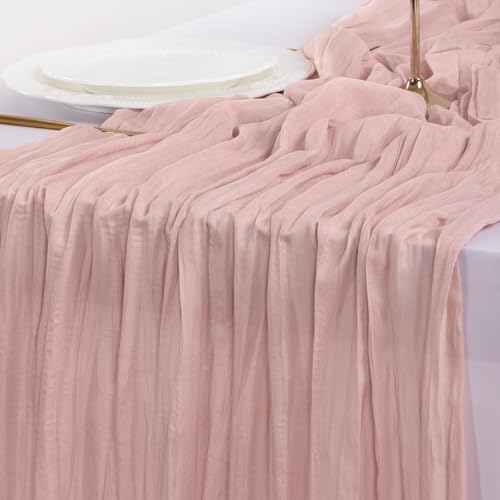 Dusty Pink Cheesecloth Table Runner 10ft x 3pcs Fall Boho Wedding Home Decor