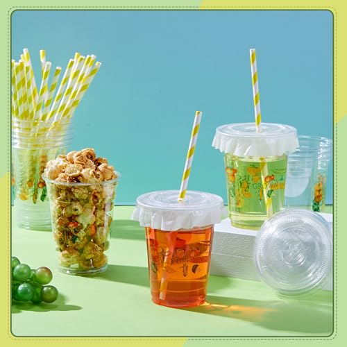 Locally Grown 12 oz Party Cups with Lids & Straws - Green Variation