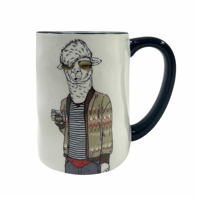 Hipster Animal Coffee Mugs Set of 6 - 17.5 oz Ceramic Drinkware