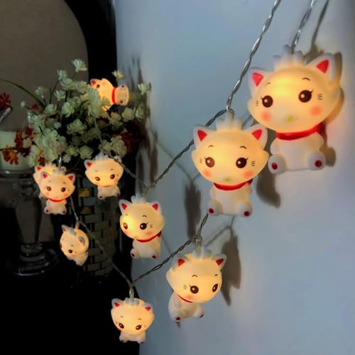 USB Cat String Lights 1.65m with Crown Cat Design - Fairy Lights for Kids Room & Parties