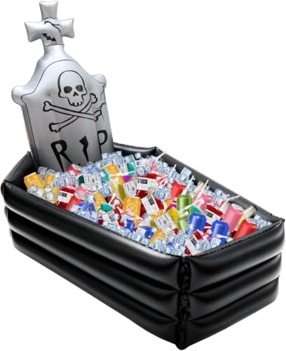 Halloween Inflatable Tombstone Cooler - 44 Inch Party Drink & Candy Holder - Spooky Graveyard Decor