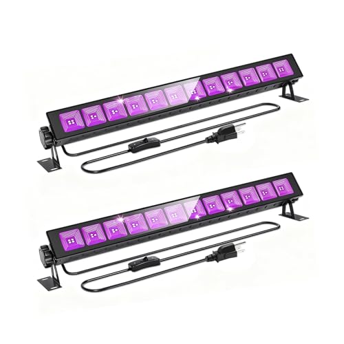 CREATESTAR 2 Pack Purple LED Black Light Bar 45W Waterproof for Glow Parties